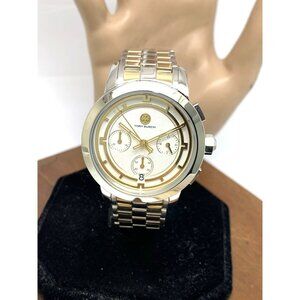 Tory Burch Women's Watch TBW1052 Quartz Chronograph Cream Dial Two Tone Steel